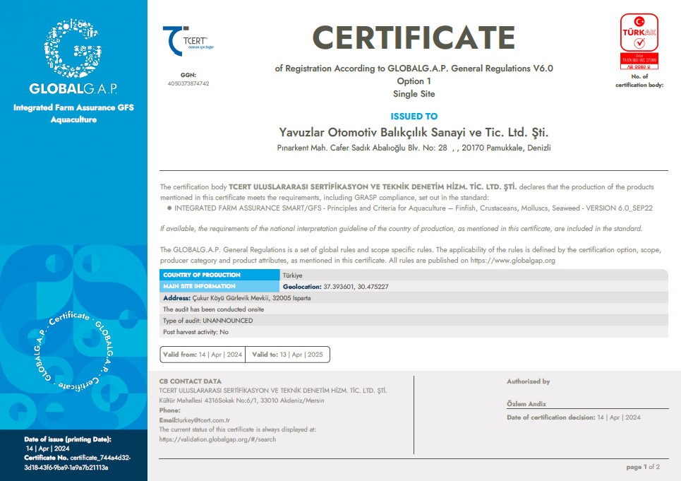 Yavuzlar Otomotiv Balıkçılık - TCERT_Yavuzlar_GLOBALG.A.P. v6-GFS Certificate_2024